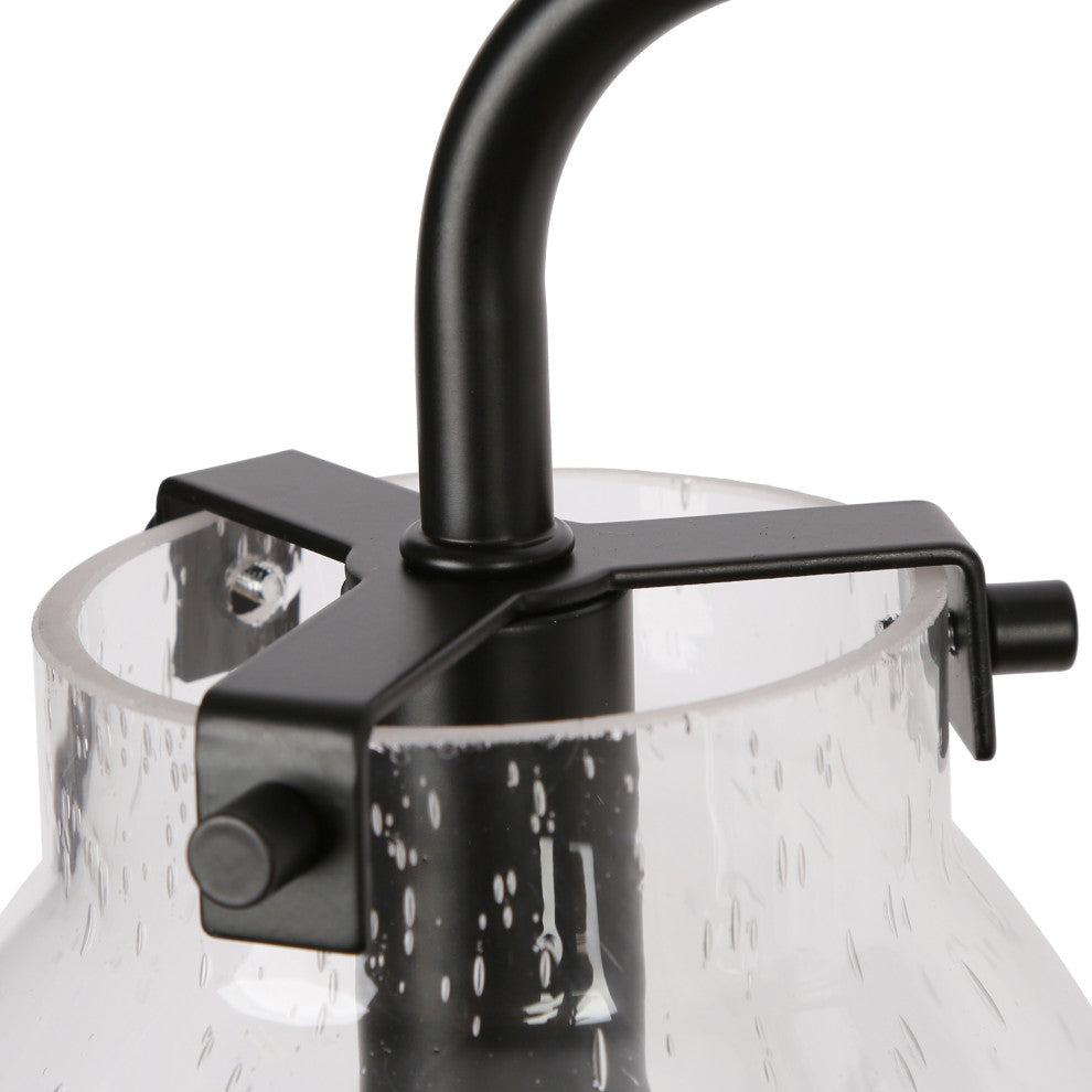 LNC 22" Modern Black Bathroom Vanity Light With Globe Seeded Glass