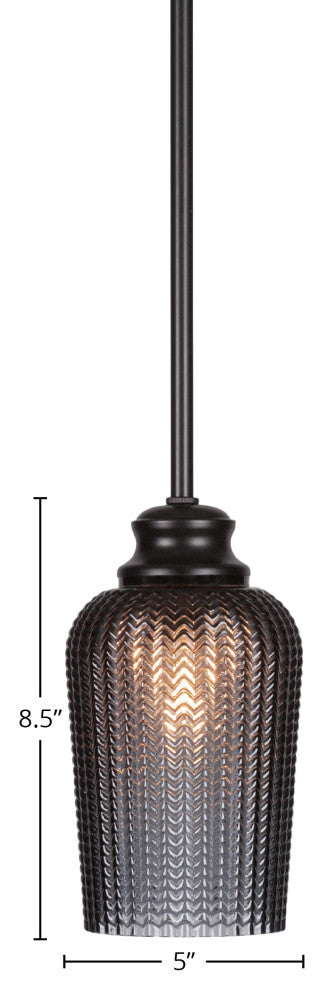 Cordova 1-Light Stem Hung Pendant, Matte Black/Smoke Textured