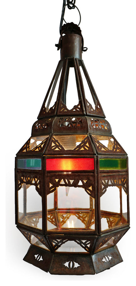 Multi Color Glass Moroccan Lantern