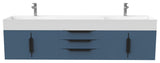 CastelloUSA Amazon 72" Wall Mounted Vanity Set, Blue, White Top, Black Handles
