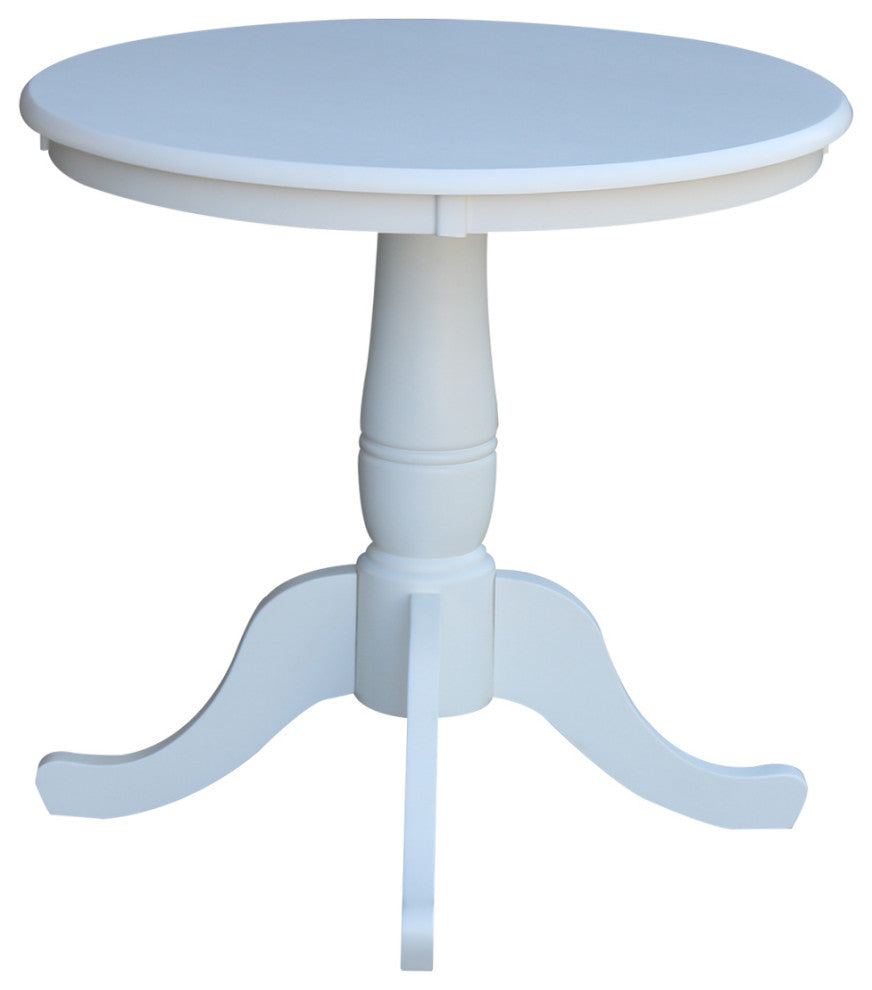 Round Top Pedestal Table, White, 30 Inch Round