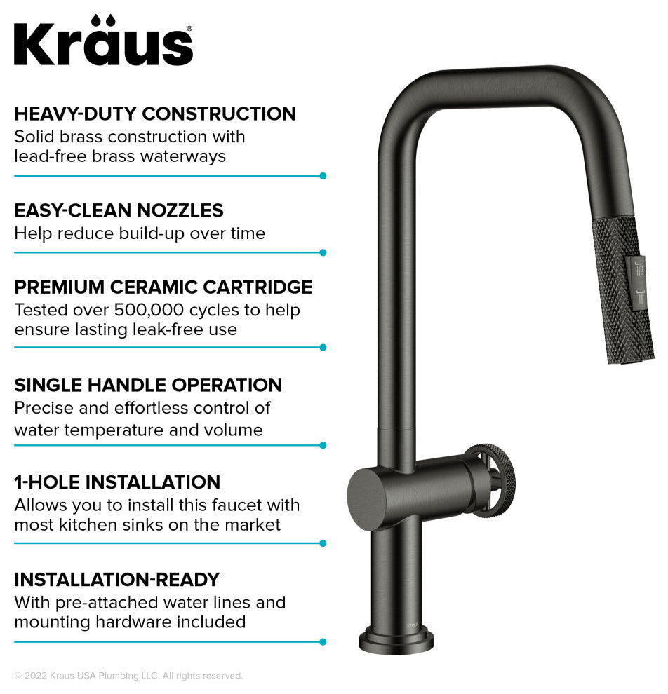 Urbix Bridge Kitchen Faucet, Black Stainless, Kpf-3126sb