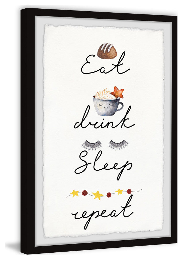 "Drink and Sleep" Framed Painting Print, 20x30