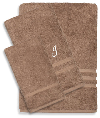 Denzi 3-Piece Towel Set Monogrammed Letter, J