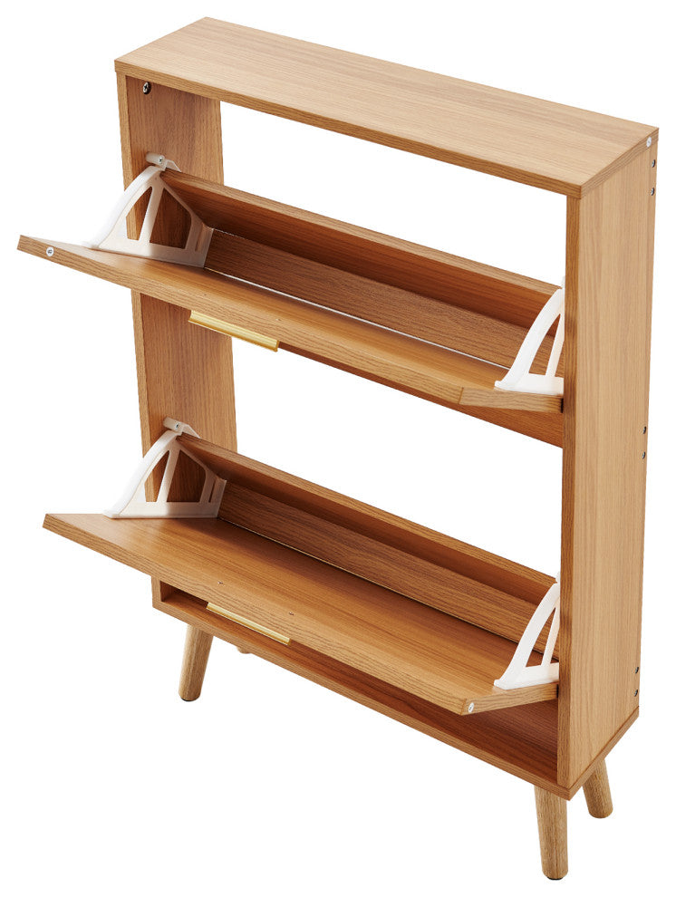 VEVOR Shoe Cabinet with 2 Flip Drawers Rattan Shoe Storage Cabinet for Entryway