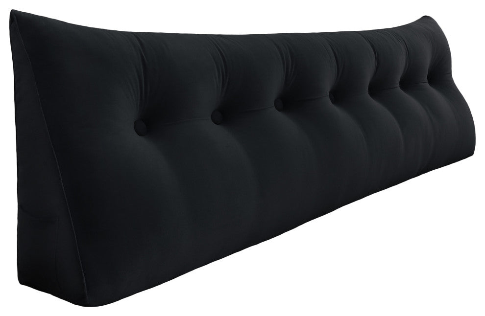 Bed Wedge Pillow Back Rest Support, Black Velvet, 76x20x8