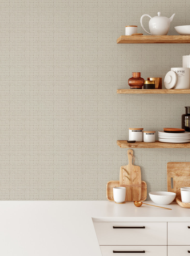 Burlap Hash Pattern Peel and Stick Vinyl Wallpaper, Desert Taupe, 24"w X 108"h