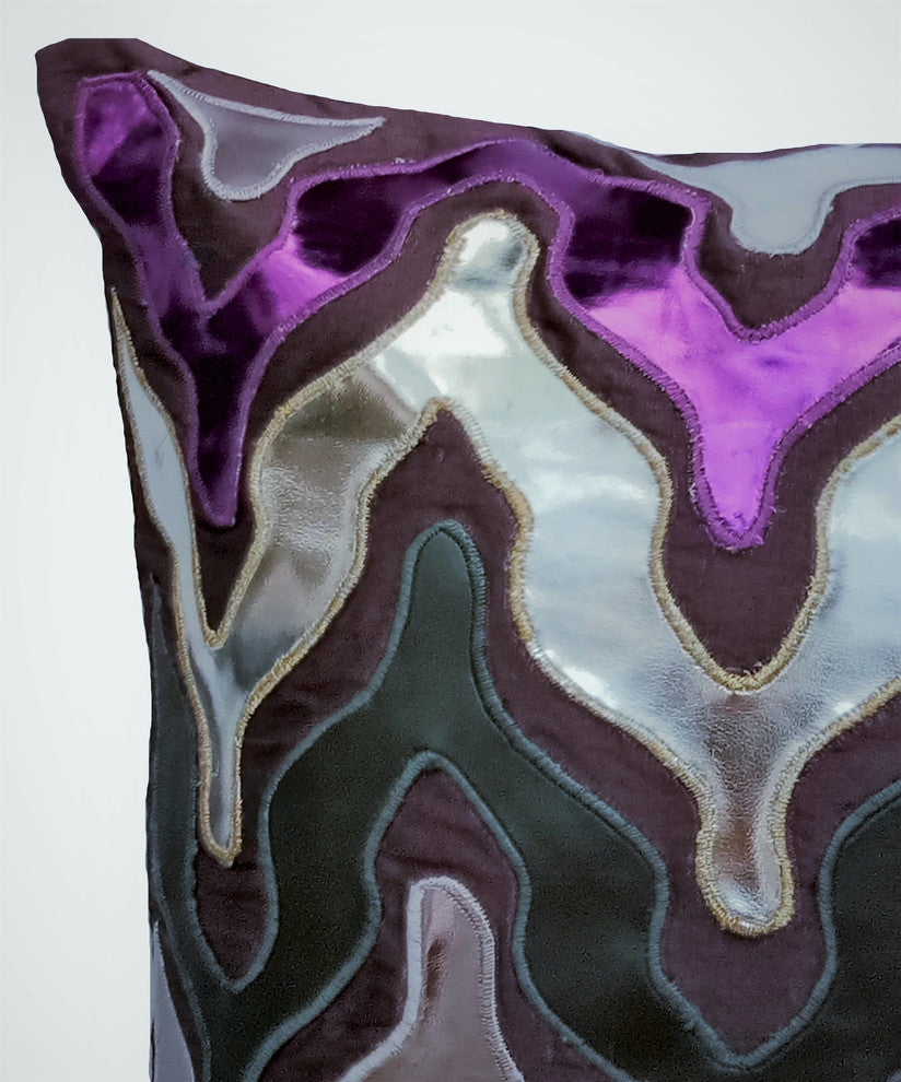 Purple Decorative Pillow Covers 22"x22" Faux Leather, Purple Lava