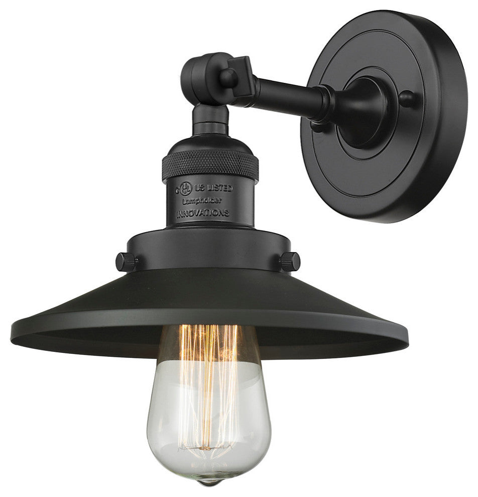 Railroad 1-Light Dimmable LED Sconce, Matte Black