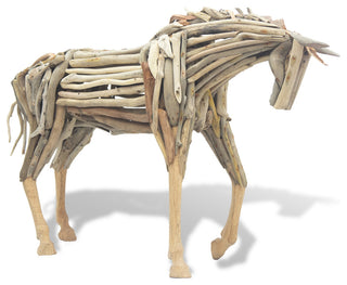 Coastal Home DÃ©cor 'Driftwood Horse Trotting' Rustic Handmade Folk Sculpture