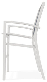 Kendall Sling Bar Height Stackable Outdoor Stool, Mavi/Snow