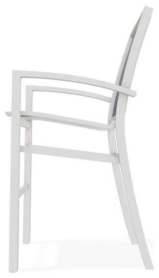 Kendall Sling Bar Height Stackable Outdoor Stool, Mavi/Snow