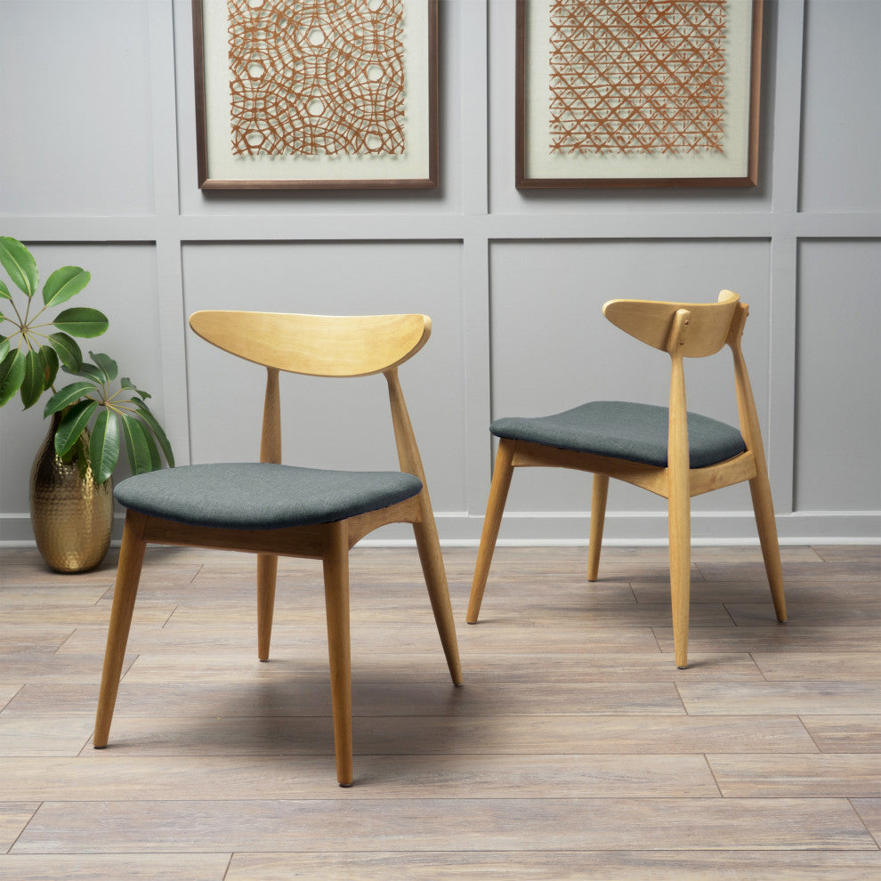 GDF Studio Issaic Mid-Century Design Wood Dining Chairs, Set of 2, Gray/Oak