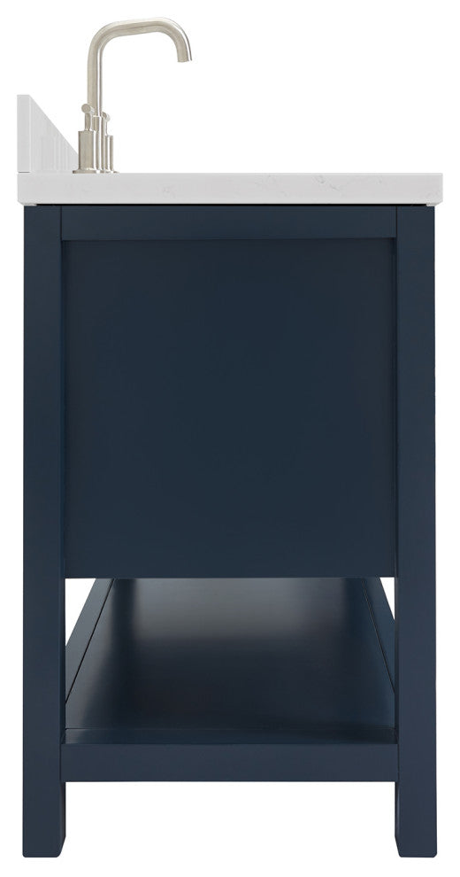 Ariel Magnolia 36"  Single Oval Sink Vanity, Carrara Quartz, Midnight Blue