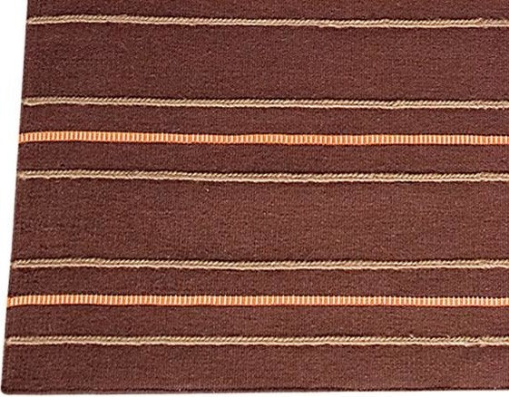 Hand Woven Brown Wool Area Rug, Brown, 6''6"x9''9"