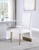 Porsha Dining Chair, Set of 2, White Faux Leather, Gold Legs