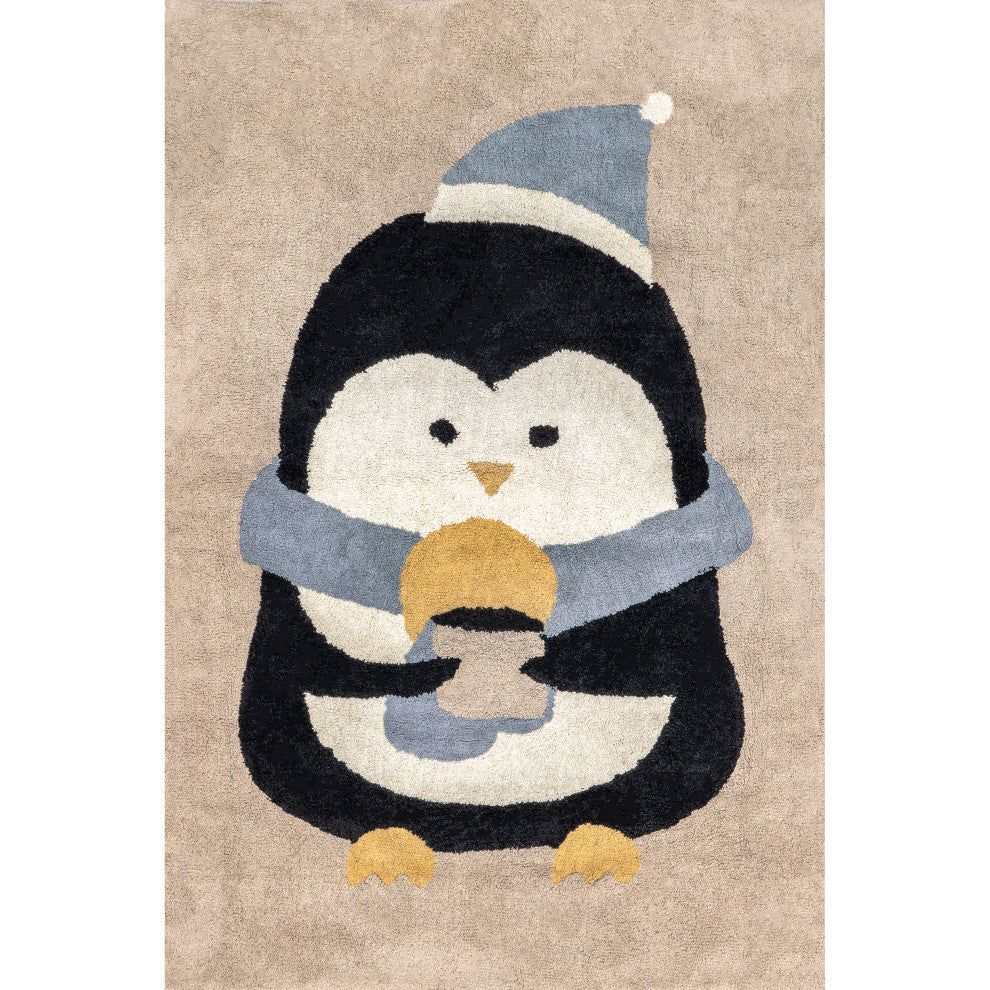 Nuloom Mosby Penguin Washable Kids Rug, Brown 4' x 6'
