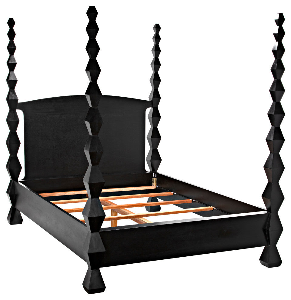 Noir Furniture Brancusi Bed, Eastern King, Hand Rubbed Black