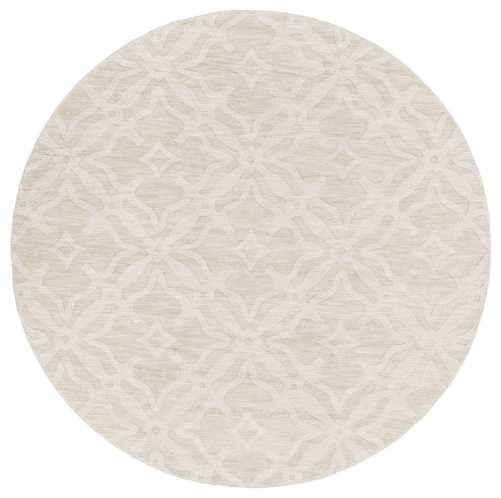 Metro Solid and Border Beige Area Rug, 7'9" Round