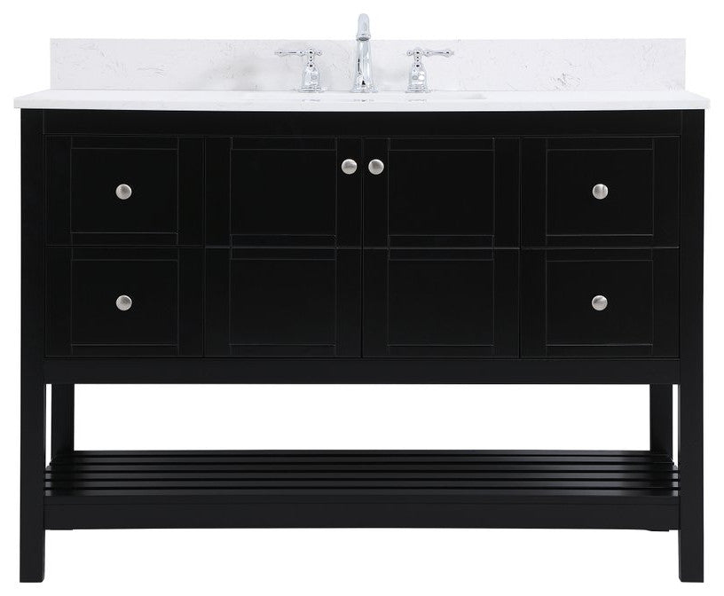 Tobias 48" Single Bathroom Vanity, Black With Backsplash