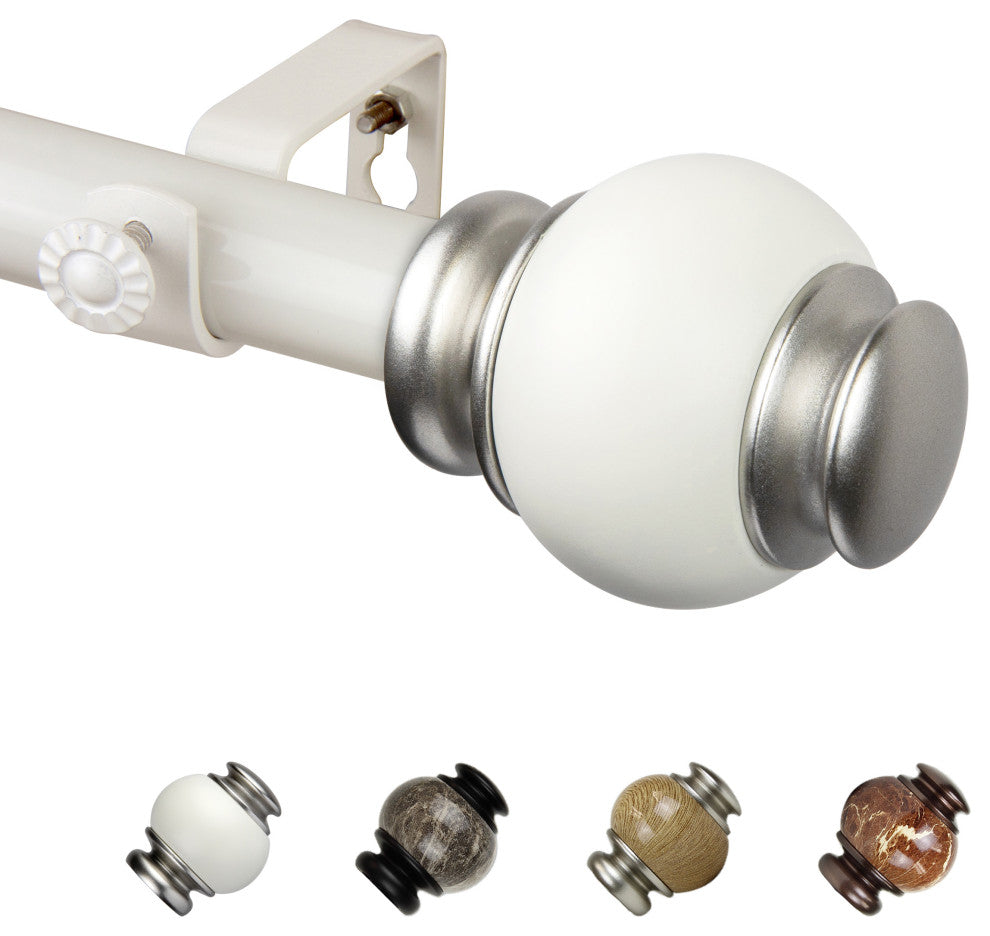 Polychrome 1" Curtain Rod, White, 120-170"
