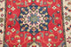 Oriental Pakistani Kazak Wool Hand-Knotted Traditional Area Rug, Red, 4'4"X2'8"