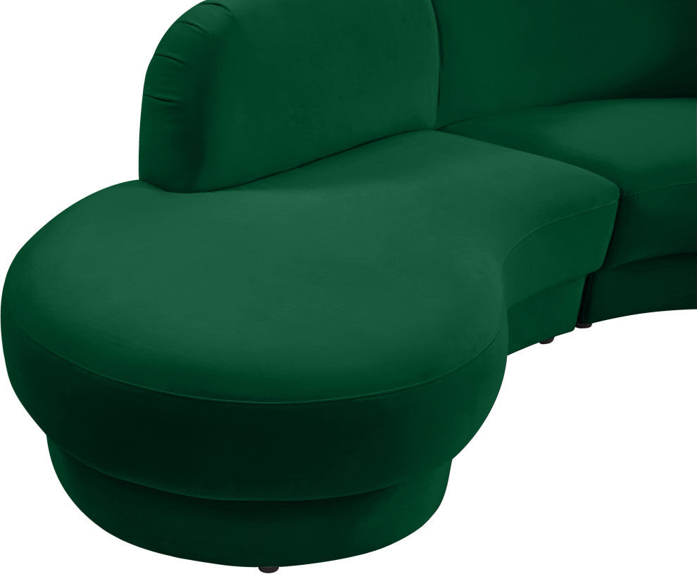 Rosa Velvet Upholstered 3-Piece Sectional, Green