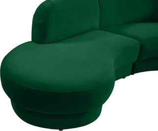 Rosa Velvet Upholstered 3-Piece Sectional, Green