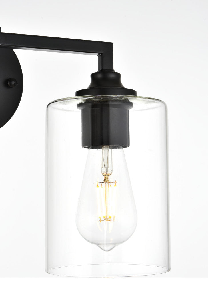 2 Light Black And Clear Bath Sconce