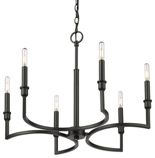 Golden Lighting 8209-6 Ellyn 6 Light 27"W Taper Candle Chandelier - Matte Black