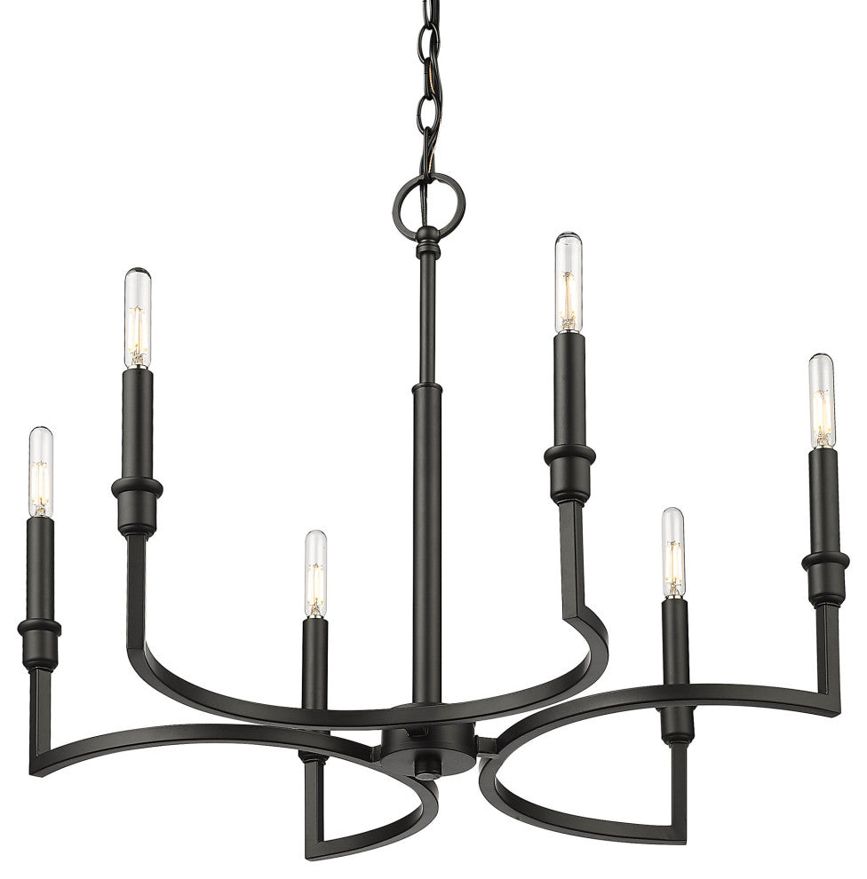 Golden Lighting 8209-6 Ellyn 6 Light 27"W Taper Candle Chandelier - Matte Black