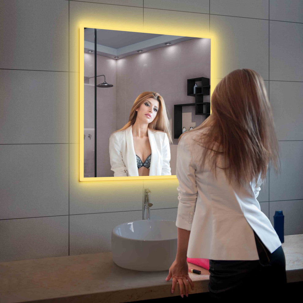 Fogless, Dimmable, Color Temperature Adjustable LED Mirror, 30x36