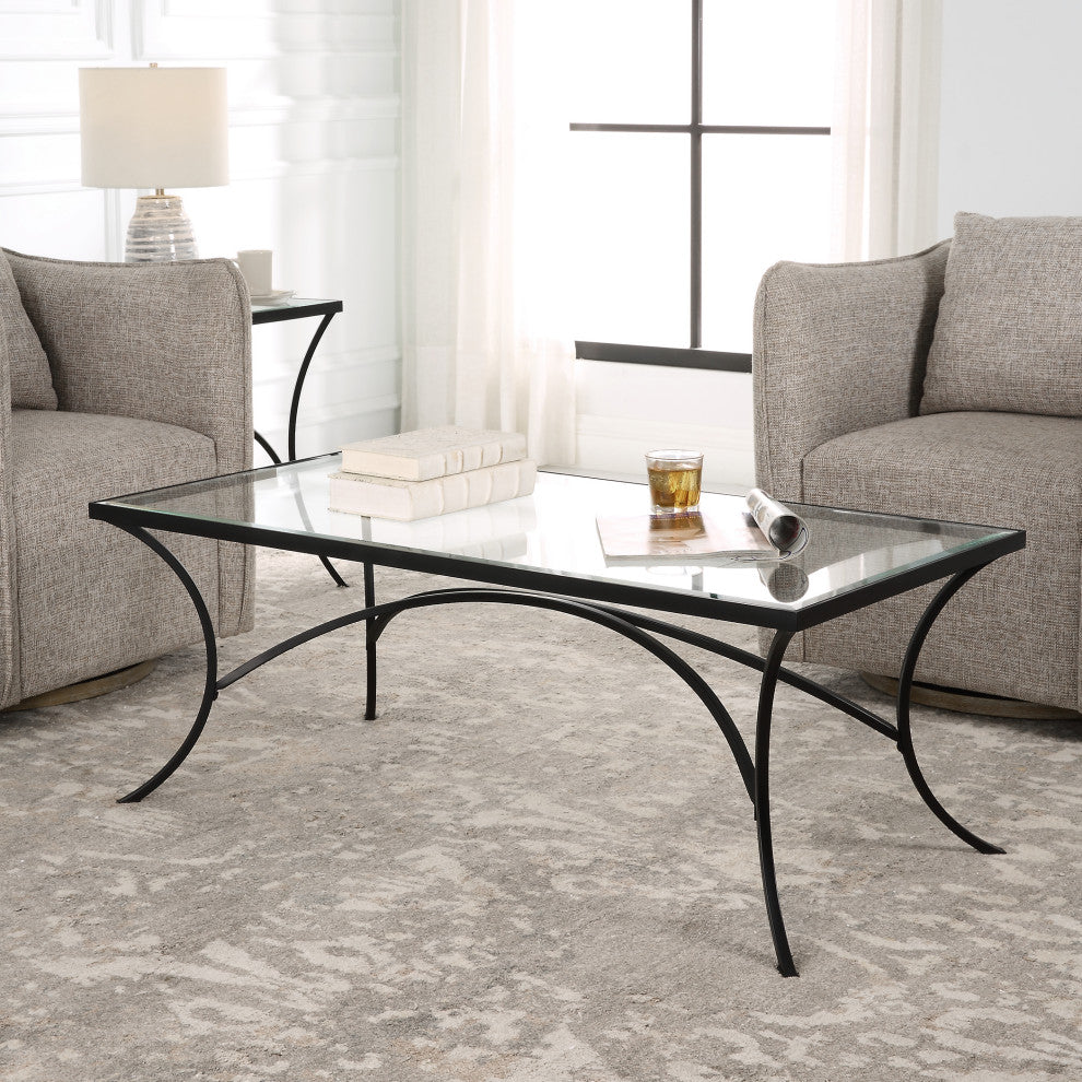 Uttermost 22909 Alayna Black Metal/Glass Coffee Table