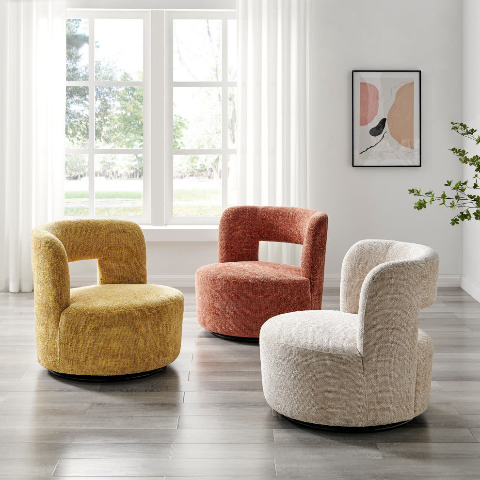 Jazzlyn Fabric Swivel Accent Chair, Grenada Cream