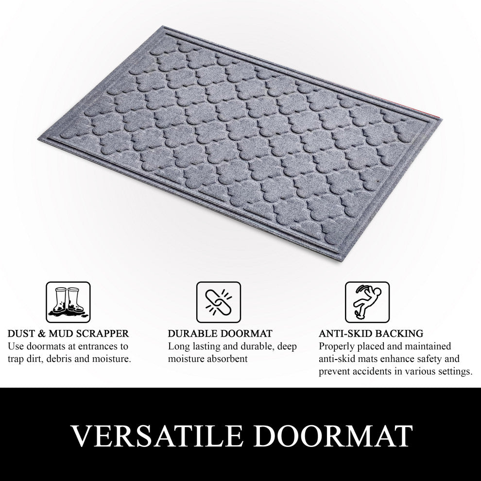 A1HC Superior Absorbant Polypropylene Doormat, Light Gray Ogee, 24"x36"
