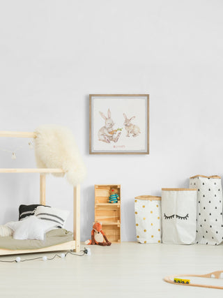 "Rabbit Eating Carrots" Framed Painting Print, 12x12