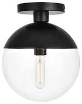 Eclipse 1 Light Flush Mount, Black With Clear Glass