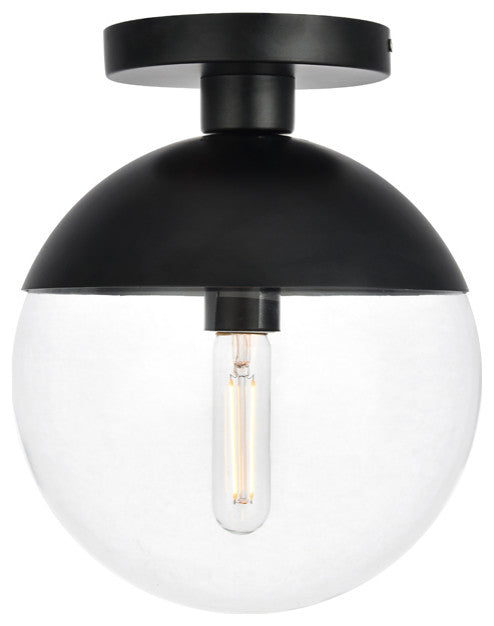 Eclipse 1 Light Flush Mount, Black With Clear Glass
