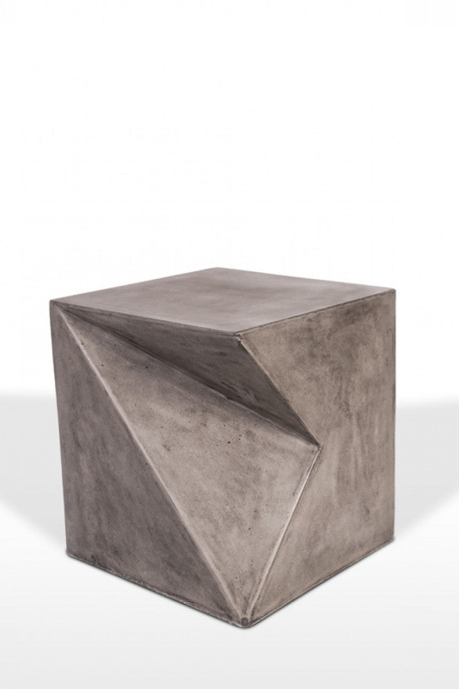Asymmetric Dark Gray Concrete Cubed Stool