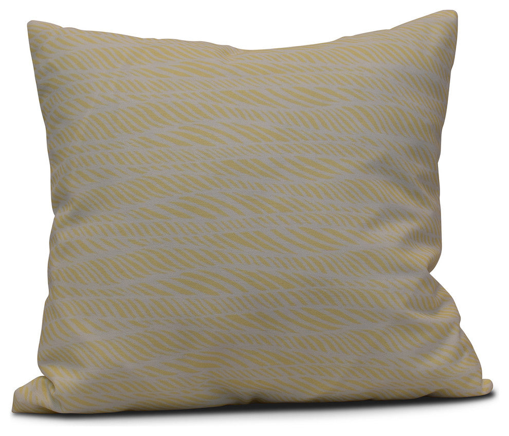 Rolling Waves, Geometric Print Outdoor Pillow, Yellow, 18"x18"