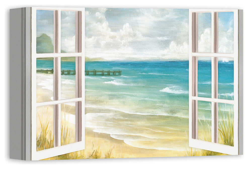 Open Windows to Beach Paradise 12x18 Canvas Wall Art