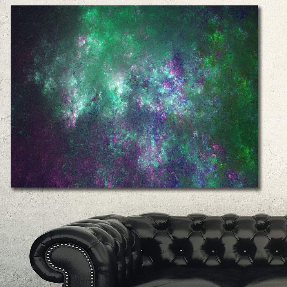 Green Starry Fractal Sky, Abstract Canvas Art Print, 60x40