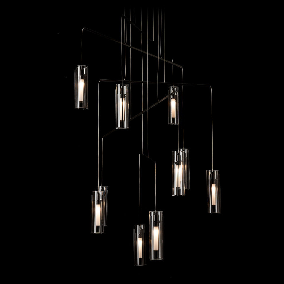Exos 10-Light Mobile Pendant, Ink/Clear Glass, Standard Height