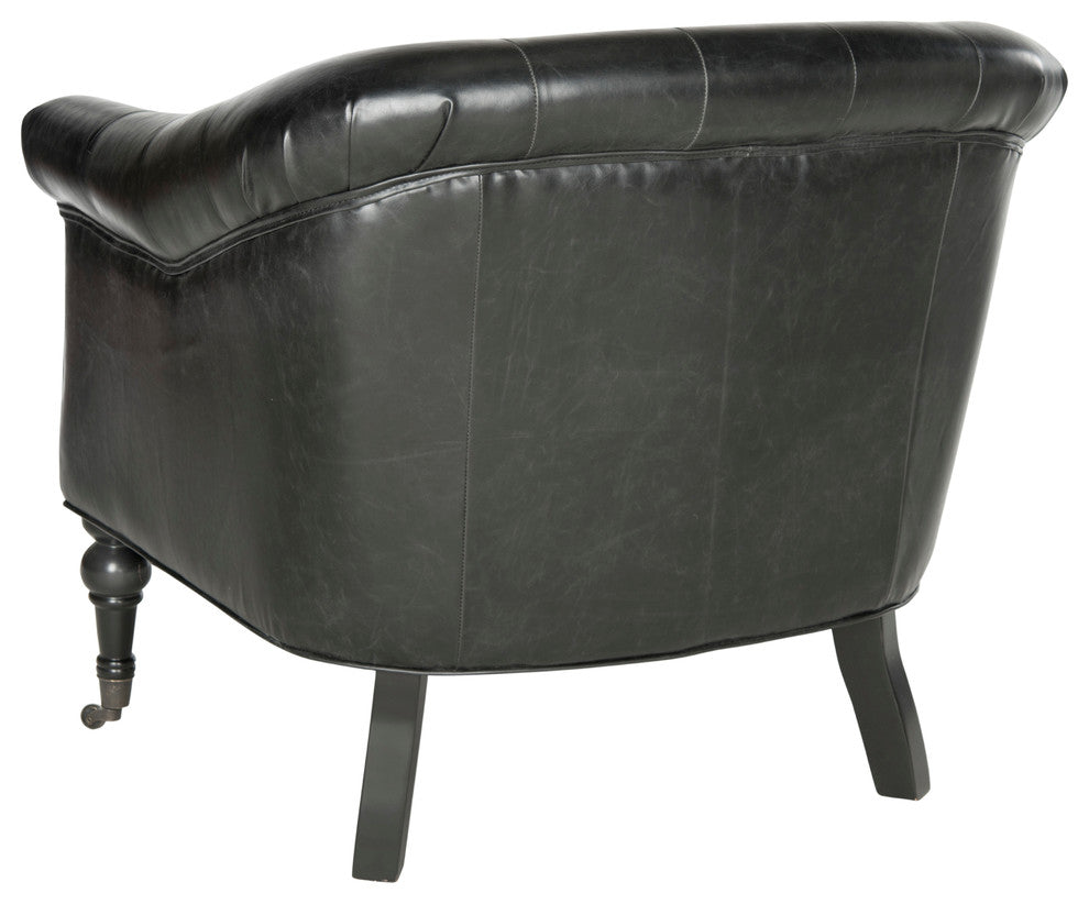 Safavieh Nicolas Tufted Club Chair, Antique Black Leather
