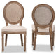 Alba French Inspired Beige Dining Chair, Set of 2, With Rattan
