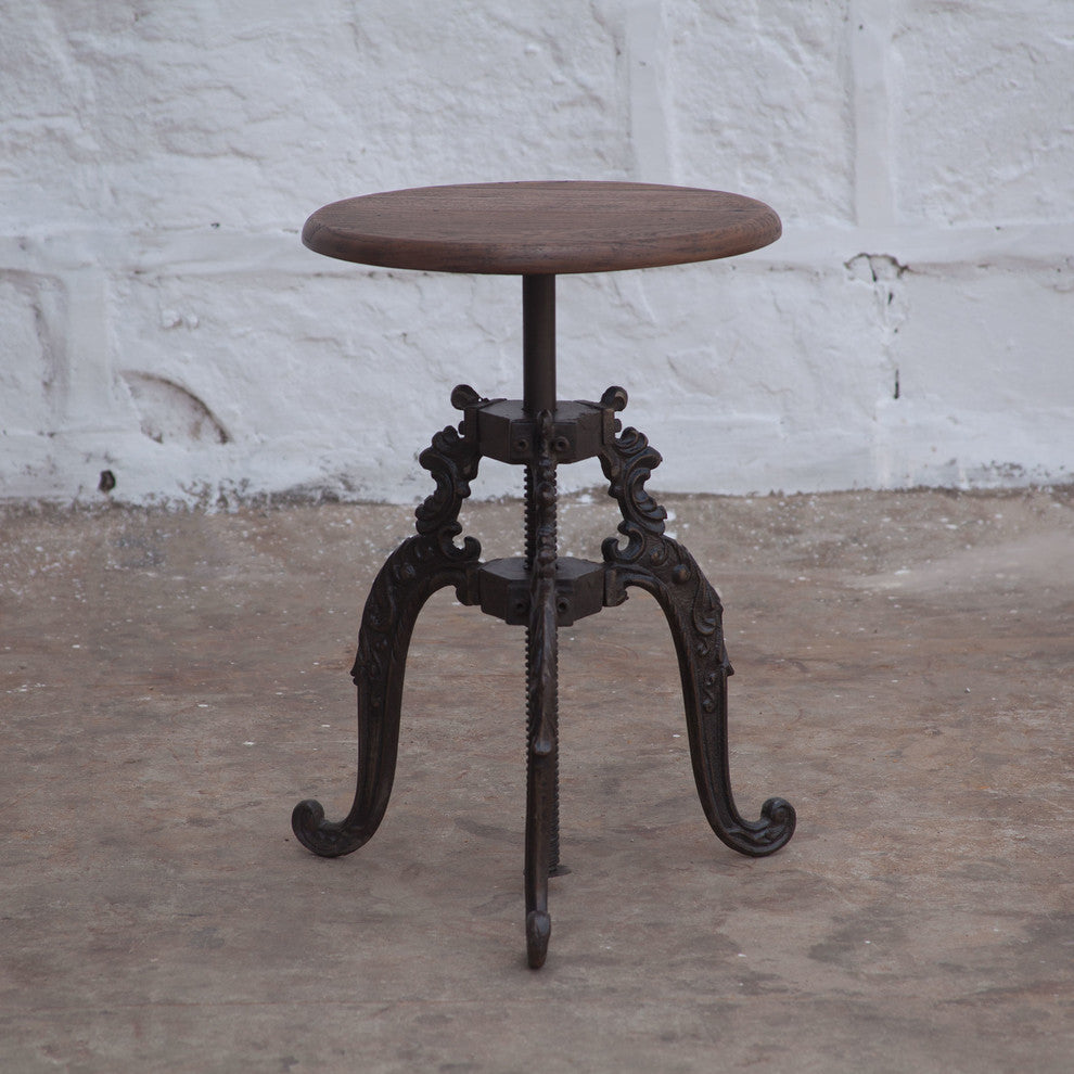 Regina Brown Reclaimed Teak and Cast Iron Adjusting Stool