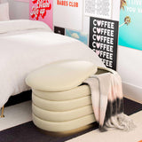Lillian Cream Velvet Storage Bench - Cream