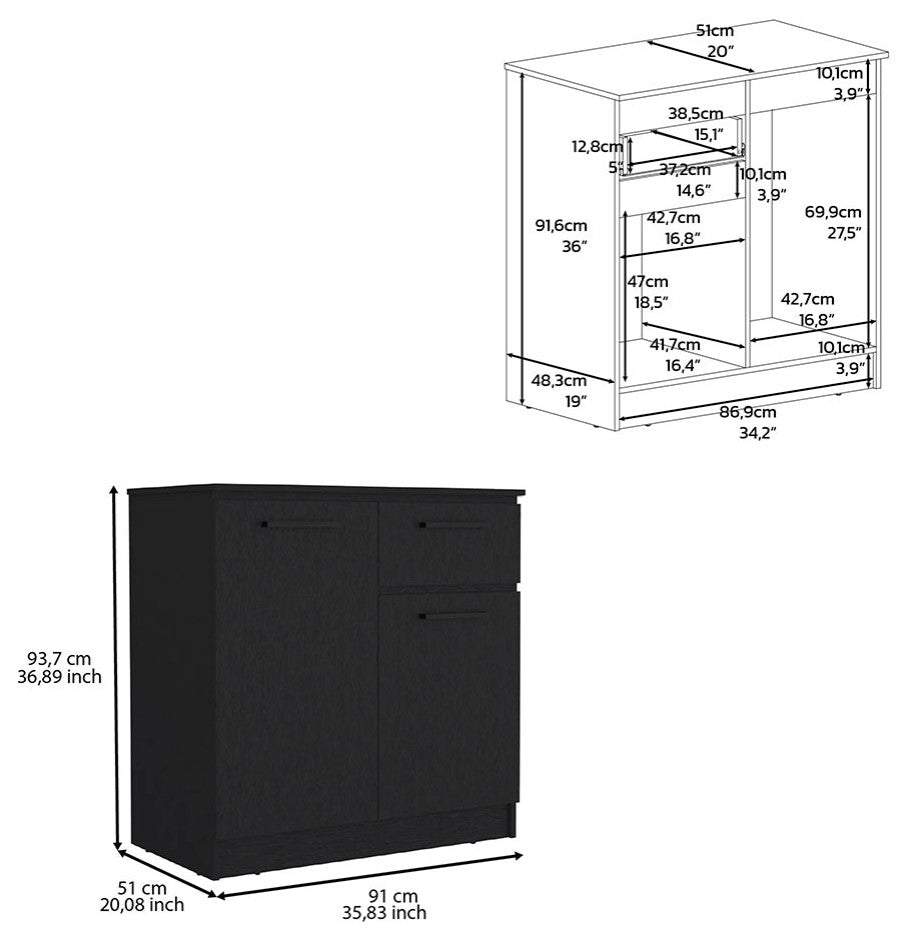 DEPOT E-SHOP Orleans Dresser with 2-Door Cabinets and Drawer