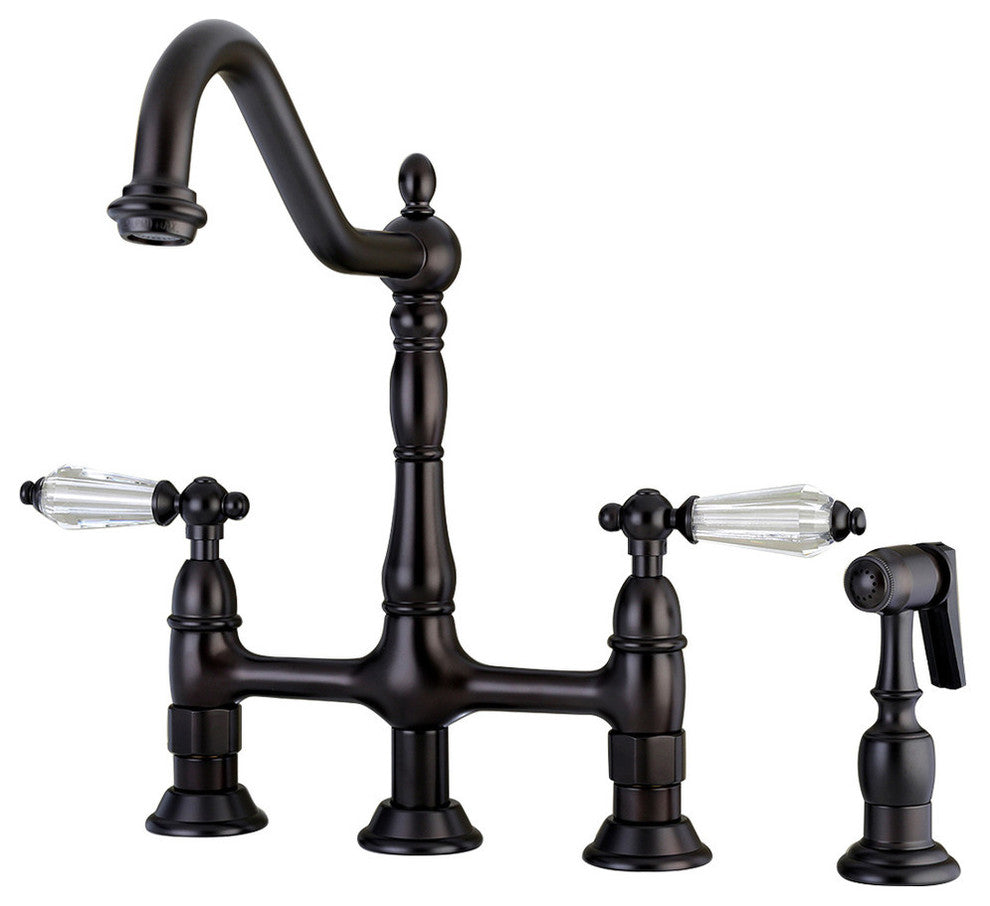 Kingston Brass Bridge Kitchen Faucet With Brass Sprayer, Oil Rubbed Bronze