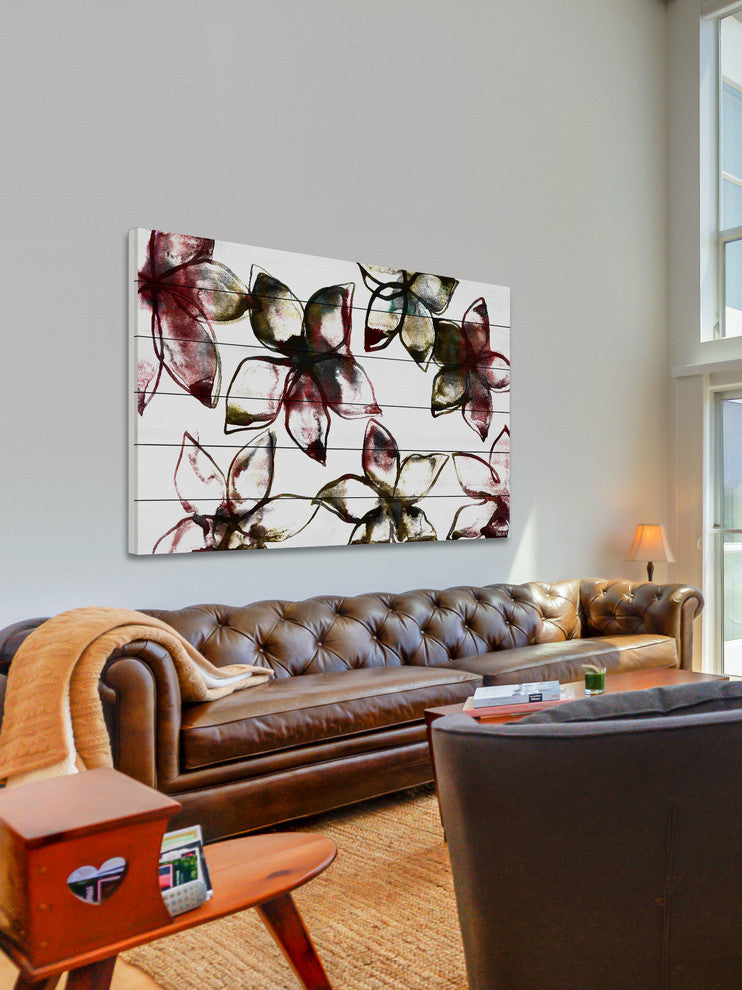 "A Floral Pattern" Print on White Wood, 45"x30"